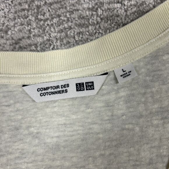 Comptoir des Cotonniers X Uniqlo Shirt Womens Large Linen Butter Yellow V Neck - Picture 2 of 4